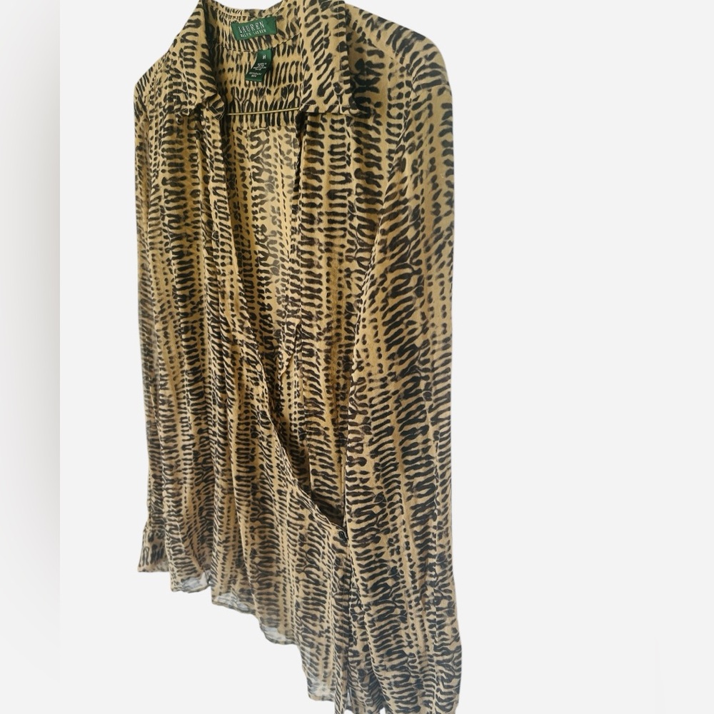 Ralph Lauren silk  Animal-Print   Blouse- Tan & Black